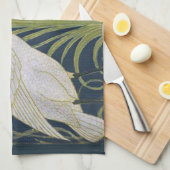 スワンアールヌーボー二羽スワン キッチンタオル (四つ折り)