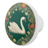 スワンウィリアムモリススタイル右向きティール(緑がかった色)グリーン セラミックノブ (右)