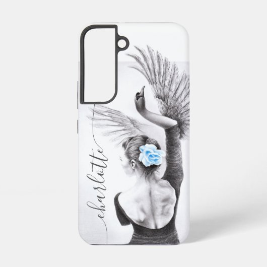 スワンウーマン踊りエレガントバレエ超現実的アートネーム SAMSUNG GALAXYケース (裏面)