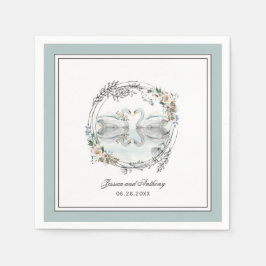 スワンエレガントズ水彩フローラ結婚ズ スタンダードカクテルナプキン