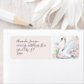 スワンエレガントフローラピンクリボン差出人住所 ラベル (インサイチュ)