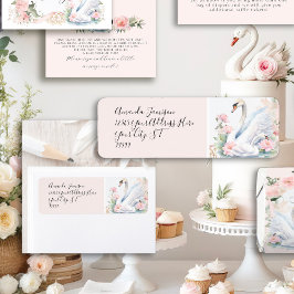 スワンエレガントフローラピンクリボン差出人住所 ラベル