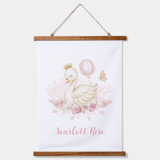 スワンエレガントプリンセス赤面金ゴールドバルーン子供部屋 吊り下げ型タペストリー (正面)