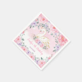 スワンエレガントプリンセス | ピンクパープルフローラパーティー スタンダードカクテルナプキン (角)