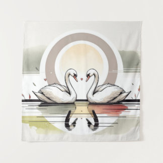 スワンエンブレイスアットデュスク タペストリー