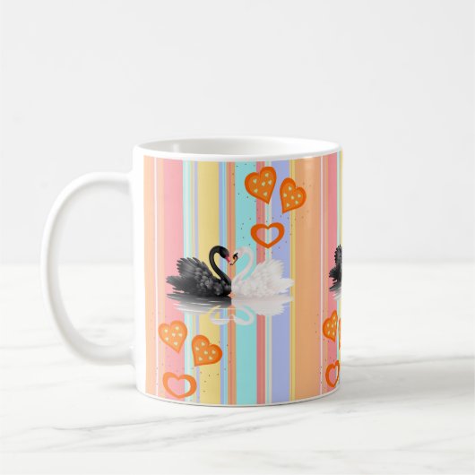 スワンオレンジハートストライプムグ コーヒーマグカップ (左)
