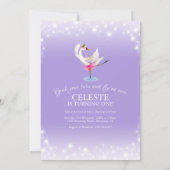 スワンオンレイクバレエ1st誕生日パープル招待状 招待状 (裏面)