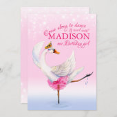 スワンオンレイクバレエ2nd birthday pink 招待状 (正面/裏面)