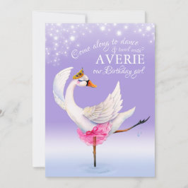 スワンオンレイクバレエ6th誕生日パープル招待状 招待状