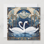 スワンカップルアールヌーボーバードアールデコブルー シーズンカード (正面)