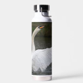 スワンカラーの熱ボトルと白鳥の写真 ウォーターボトル (左面)