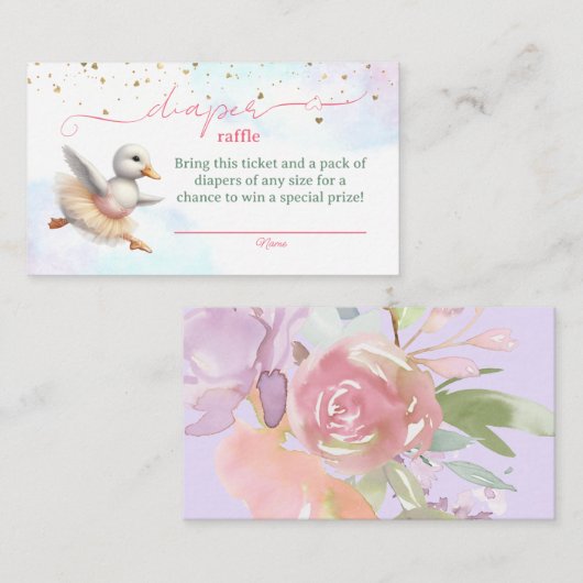 スワンガールベビーシャワーおむつラッフルチケット エンクロージャーカード (正面/裏面)