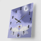 スワンキスをするズ スクエア壁時計 (傾斜)