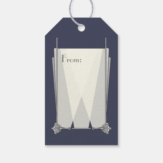 スワンキーアールデコインブルーギフトラベル ギフトタグ (裏面)