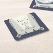 スワンキーアールデコインブルー紙コースター スクエアペーパーコースター (アングル)