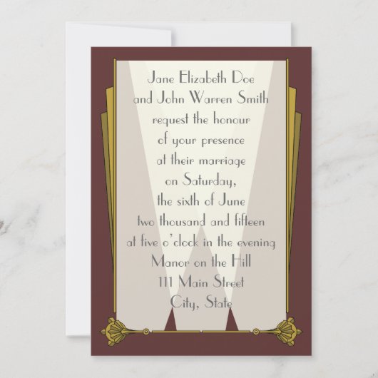 スワンキーアールデコインレッド結婚式招待状 招待状 (正面)