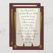 スワンキーアールデコインレッド結婚式招待状 招待状 (正面/裏面)