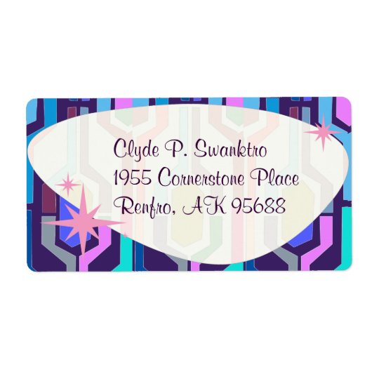 スワンキーパターンおもしろいレトロルクスアートデザイン ラベル (正面)