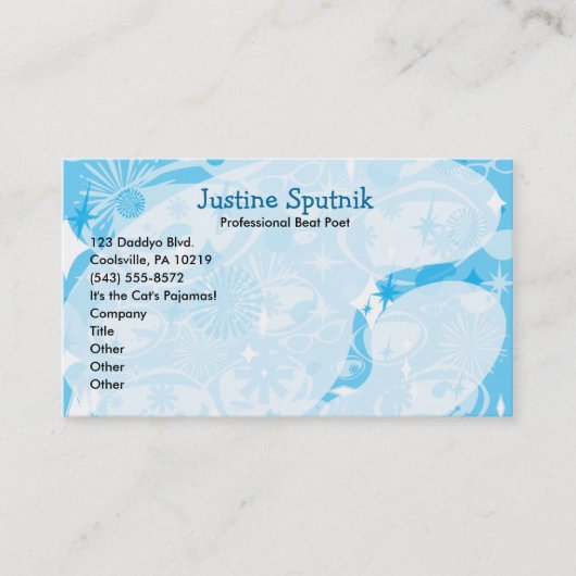 スワンキーブルーフィフティスパターンクラシックアート 名刺 (正面)