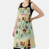 スワンキーホリデーパーティーレトロアートおもしろいイラストレーション エプロン (インサイチュ)
