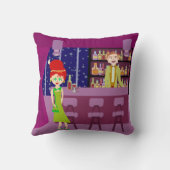 スワンキーラウンジロマンチックレトロデイトアートイラストレーション クッション (裏面)