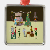 スワンキーヴィンテージマンガホリデーパーティアート メタルオーナメント (正面)