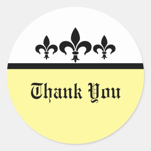 スワンキー（紋章の）フラ・ダ・リありがとうステッカー、黄色 ラウンドシール (正面)
