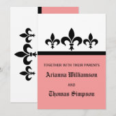 スワンキー（紋章の）フラ・ダ・リ招待状、ピンク 招待状 (正面/裏面)