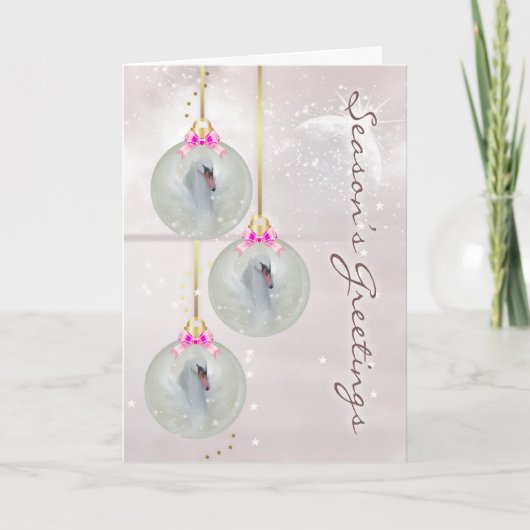 スワンクリスマスカード – ファンタジースワンアート – Orna シーズンカード (正面)