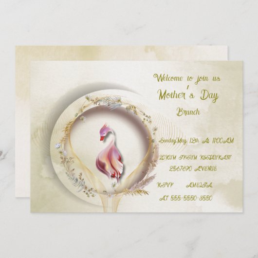 スワンシックなマザーパーティー 招待状 (正面/裏面)