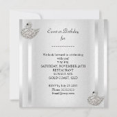 スワンシルバーホワイトエレガントバースデーパーティー 招待状 (裏面)