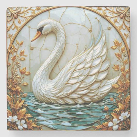 スワンジュエルトーンステンドグラス#1 ストーンコースター (正面)