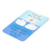 スワンスデザインウェディング日付を保存 マグネット (左側)