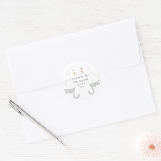 スワンスデザイン結婚ズ ラウンドシール (封筒)