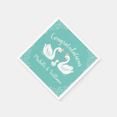 スワンス赤ちゃんシャワーバードとクラウンの共同ティール(緑がかった色) スタンダードカクテルナプキン (角)