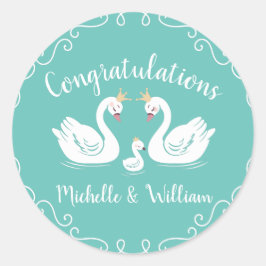 スワンス赤ちゃんシャワーバードとクラウンの共同ティール（緑がかった色） ラウンドシール
