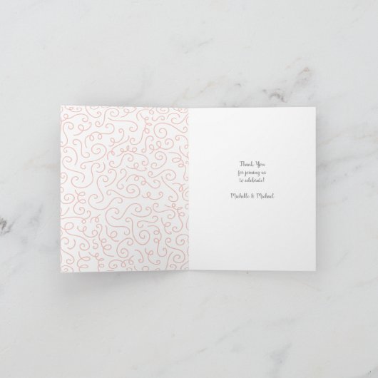 スワンス赤ちゃんシャワーバードとクラウンテーマ桃 サンキューカード (内部)