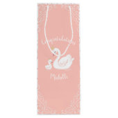 スワンス赤ちゃんシャワーバードとクラウンテーマ桃 ワインギフトバッグ (裏面)