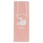 スワンス赤ちゃんシャワーバードとクラウンテーマ桃 ワインギフトバッグ (正面)