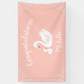 スワンス赤ちゃんシャワーバードとクラウンテーマ桃 横断幕 (縦)