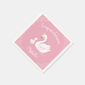 スワンス赤ちゃんシャワーバードクラウンテーマピンク スタンダードカクテルナプキン (角)