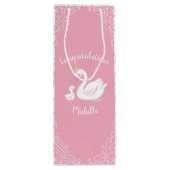 スワンス赤ちゃんシャワーバードクラウンテーマピンク ワインギフトバッグ (裏面)