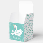 スワンス赤ちゃんシャワーバードクラウン付きテーマティール（緑がかった色） フェイバーボックス (オープン)