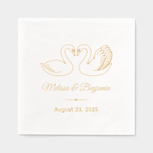 スワンズが記念日を結婚守る 箔ナプキン (正面)
