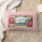 スワンズとバラビクトリアンアート装飾用クッション ランバークッション (ブランケット)