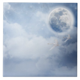 スワンズの幻想的な青飛んでいる空 タイル