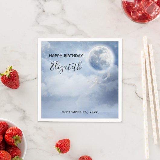 スワンズの美しい青飛んでいるい空誕生日 スタンダードカクテルナプキン (インサイチュ)