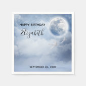 スワンズの美しい青飛んでいるい空誕生日 スタンダードカクテルナプキン (正面)