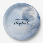 スワンズの美しい青飛んでいるい空誕生日 ペーパープレート (正面)