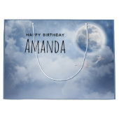 スワンズの美しい青飛んでいるい空誕生日 ラージペーパーバッグ (正面)